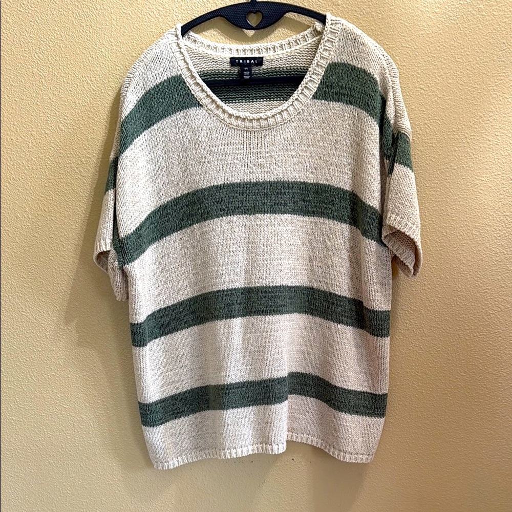 Tribal Striped Green and Cream Shirt